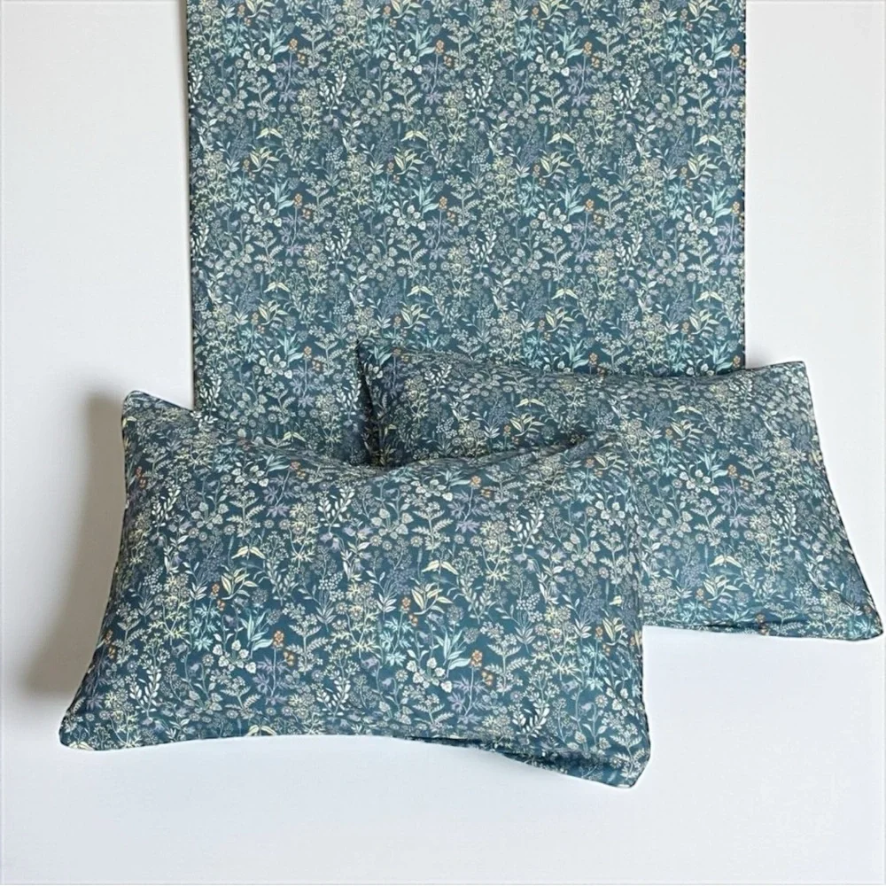 NEW Anthro Blue Floral Cotton Boho King Queen Full Size Bedding Duvet & Sham Set